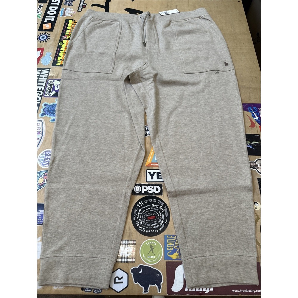 Polo Ralph‎ Lauren Logo Oatmeal Cotton-Blend Double-Knit Sweatpants 2XLT jogger